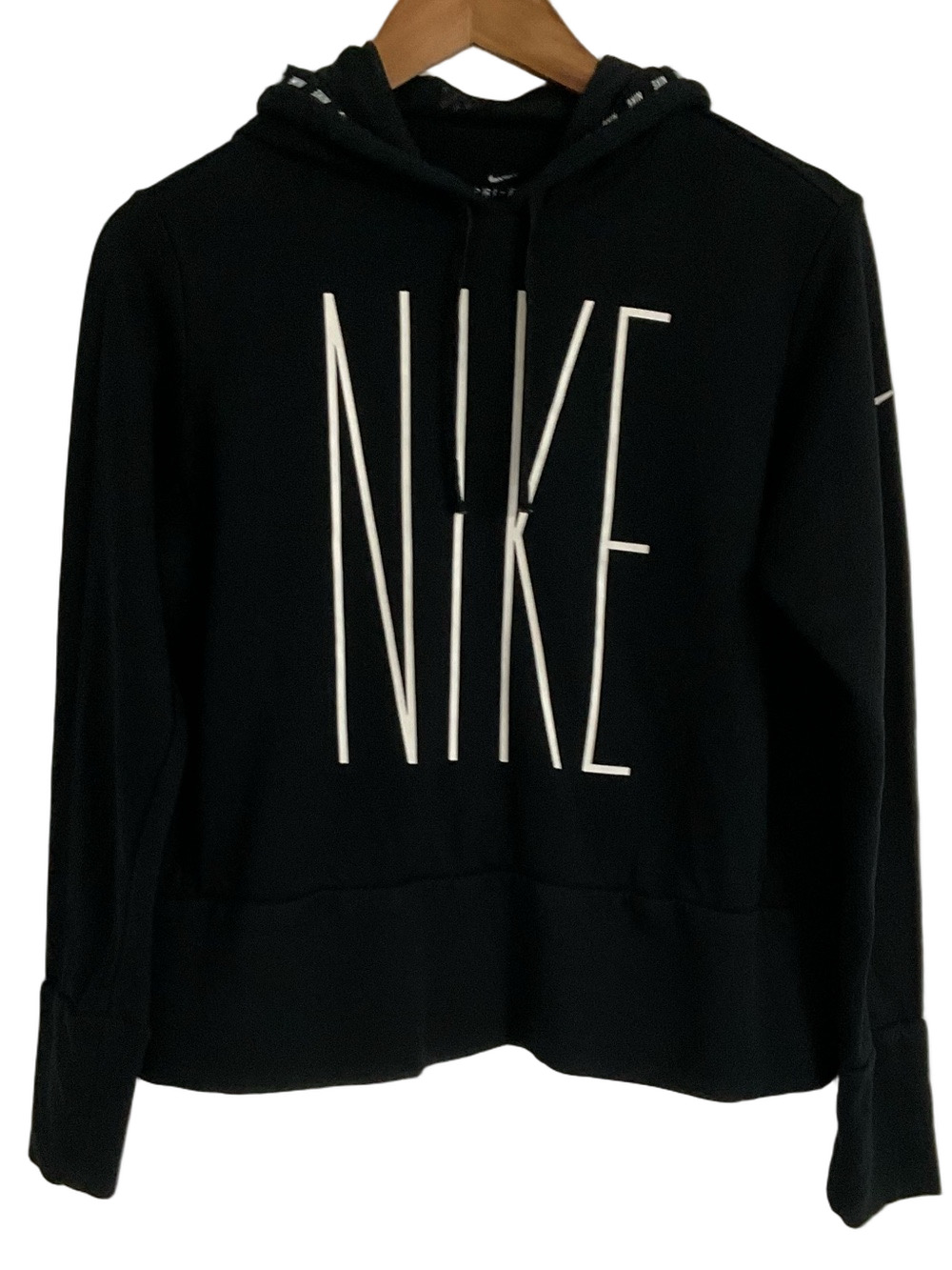 Nike Dri-Fit Women’s Black Graphic Logo Pullover Hoodie Size Medium